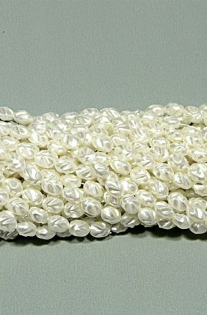 03-089 fehér tekla csavart gyöngy 8x10mm