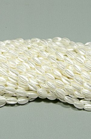 03-151 fehér tekla bordás gyöngy 6x12mm