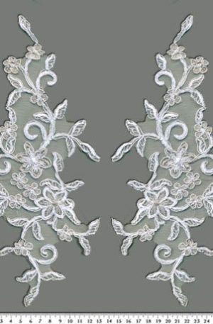 06-1136 Tüll alapú fehér páros csipke