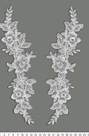 06-1192 Tüll alapú zsinóros fehér páros csipke