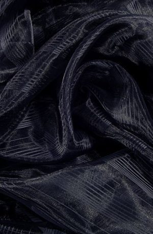 15-259 Fekete csíkos opál organza 150cm