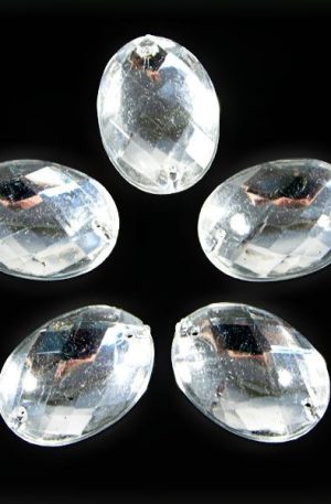 18-003 Ovális ezüst akril varrható kő 16 mm x 33mm