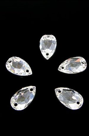 19-091 Ezüst csepp kristály varrható 12x6 mm