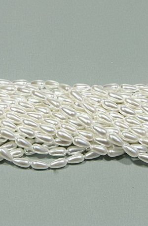 24-007 Fehér japán csepp gyöngy 5x10mm