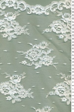 fehér rachel (francia) csipkeanyag – finoman zsinórozott, kivágható virágmotívumokkal
