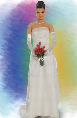 33-1104 Sötét krém ,,A"vonalú menyasszonyi ruha