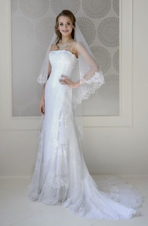 33-DN5739 Fehér ,,I" vonalú menyasszonyi ruha