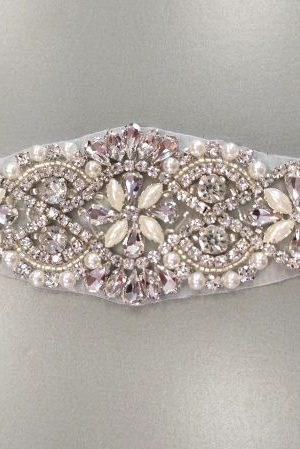 06-1286 Kristályos menyasszonyi öv dísz 5x14,5 cm