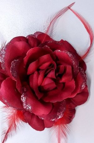 30-11 Bordó tollas szatén virág