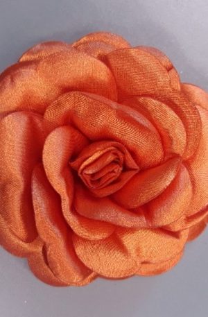 30-14 Narancssárga szatén pufi rózsa 8cm