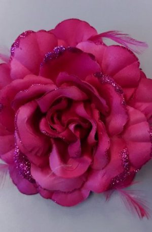 30-20 Rózsaszín tollas szatén virág