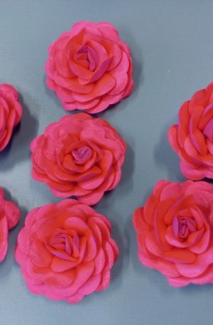 30-28 Neon pink szatén pufi rózsa 5cm