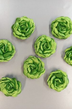 30-48 Világoszöld szatén pufi rózsa 5cm