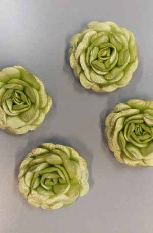30-49 Limezöld szatén pufi rózsa 5cm