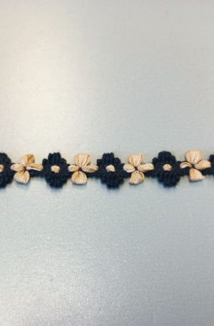 31-080-23 Bézs-fekete díszítő szalag 1,5cm széles