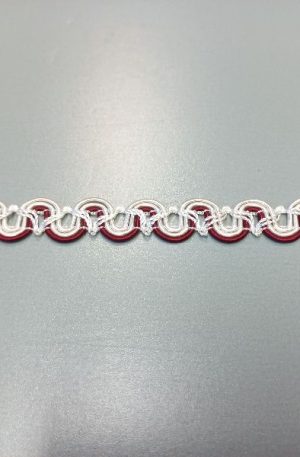 31-080-35 Bordó-törtfehér díszítő szalag 1,5cm széles