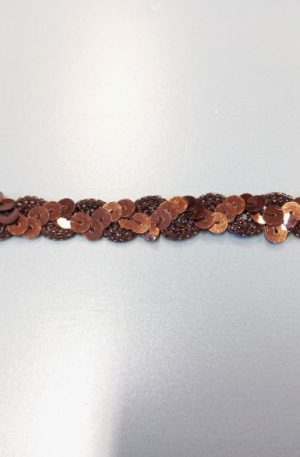 31-080-37 Barna színű díszítő flitter szalag 1,5cm széles
