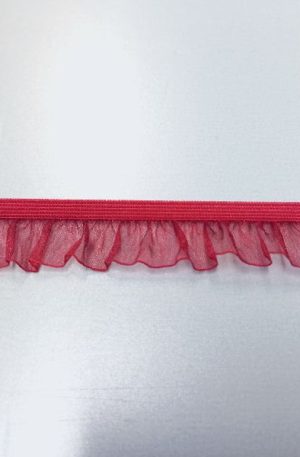 31-080-50 Meggypiros színű fodros gumiszalag 2cm széles