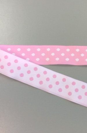 31-080-2 Rózsaszín pöttyös szalag 2 cm széles