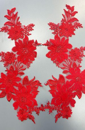 Piros páros csipke muszlin applikációval