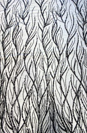 Fekete indás gyöngyös csipkeanyag