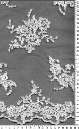 törtfehér rachel (francia) csipkeanyag – romantikus virágcsokor mintával