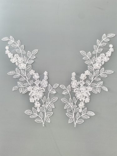 06-1309 -6 Törfehér páros csipke trendi leveles mintával