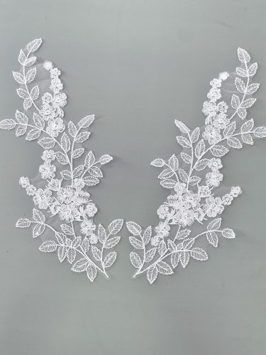 06-1310 -5 Fehér páros csipke trendi leveles mintával