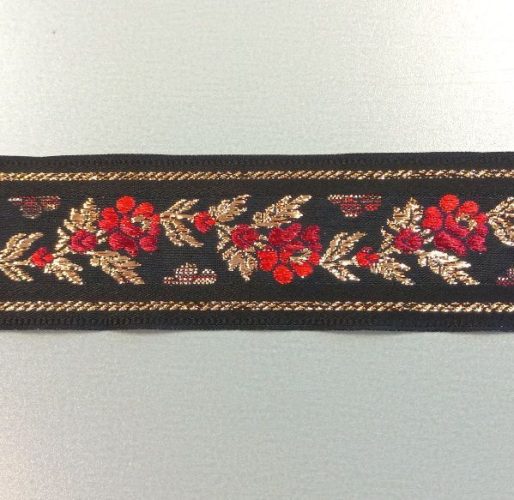 Fekete, arany és piros színű szalag, egy színoldalú.

Szélessége: 3,3 cm